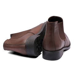 Men's Genuine leather half boots Model v99 - Brown Color.