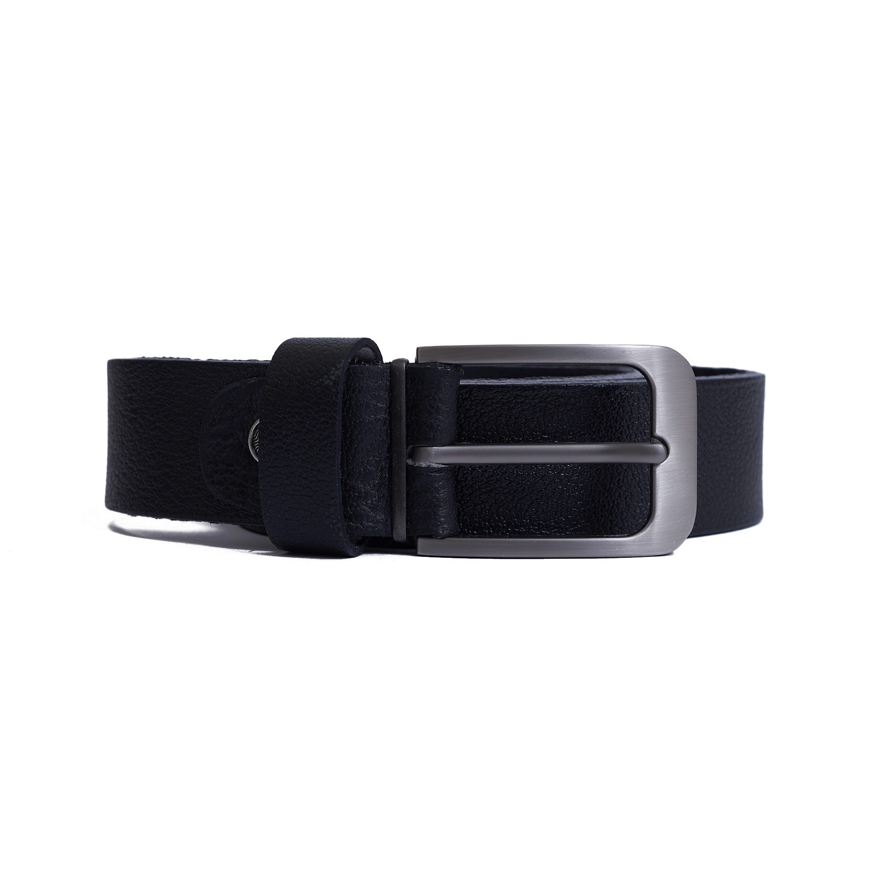 3.5 CM Crushed genuine leather Belt - Super Lux  - Black Color Model B7202