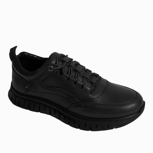 Men's Casual leather shoes Model G11 - Black Color.