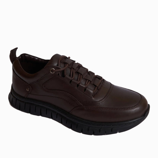 Men's Casual leather shoes Model G11- Brown Color.