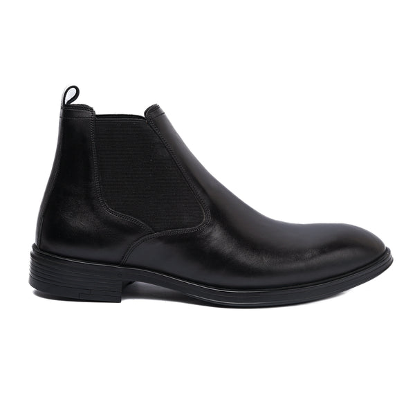 Men's leather half boots model S100- Black color.