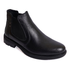 Men's leather half boots model VB100- Black color.