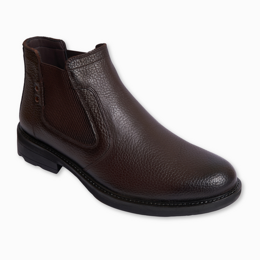 Men's leather half boots model VB100 - Brown color.