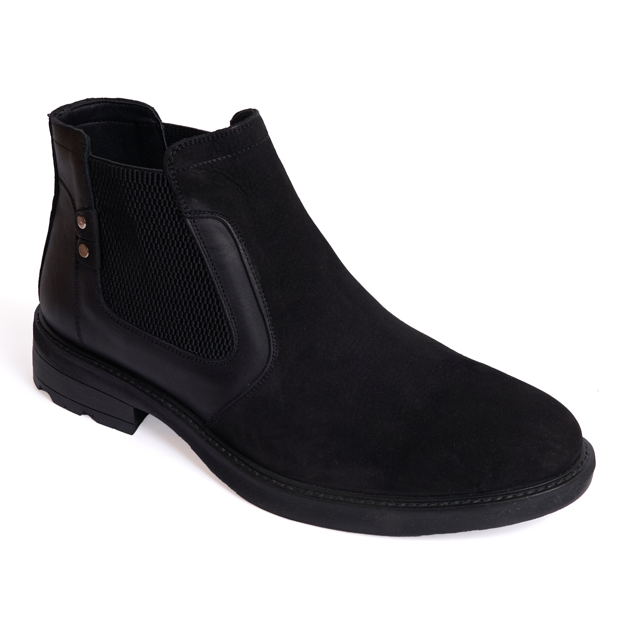 Men's leather half boots model VBS100 - Black color.