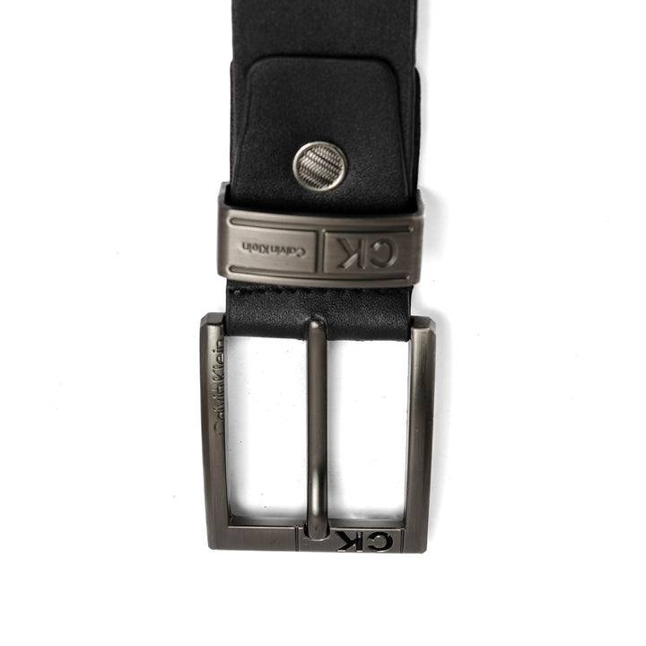 Men’s black genuine leather belt with CK engraved metal buckle – Koka
