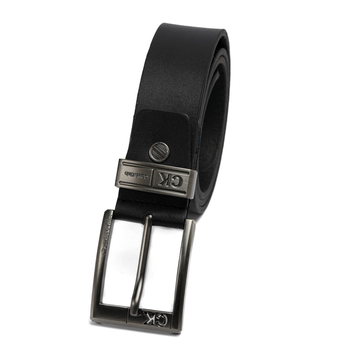 Men’s black genuine leather belt with CK engraved metal buckle – Koka