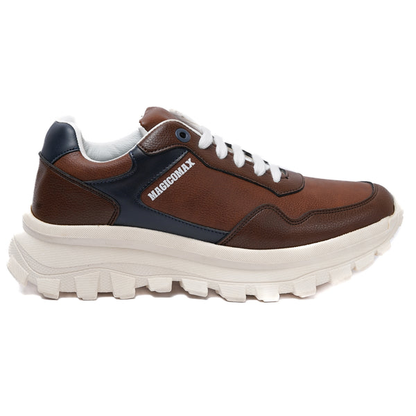 Men’s Brown Leather Chunky Sneakers – Street Style Comfort