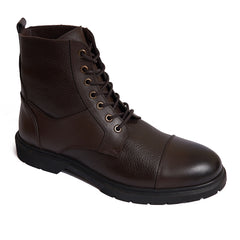 Men's leather half boots model Z4- Brown color.